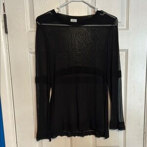 TSE Sheer Black Long Sleeve Blouse